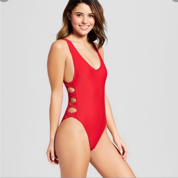 Xhilaration Other - NWOT Xhilaration strappy side high leg red one piece swim suit